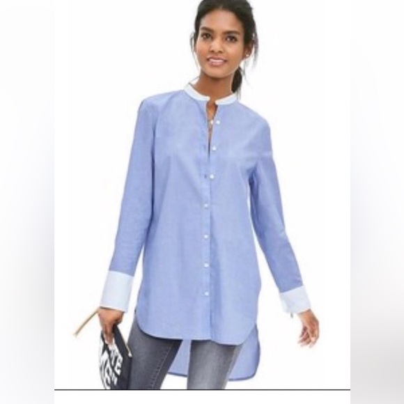 ❤️4/$40 SALE! ❤️ Banana Republic Cuffed Tunic Dress Shirt - Picture 1 of 6